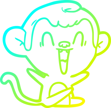 Bir insan tarafından çizilmiş gülen maymun çizgi çizimi.