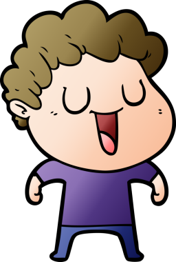 Bir insan tarafından çizilmiş gülen karikatür adam.