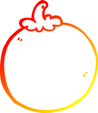 Bir insan tarafından çizilmiş bir domatesin sıcak gradyan çizimi