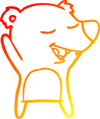 Bir insan tarafından çizilen çizgi film ayısının sıcak çizgi çizimi