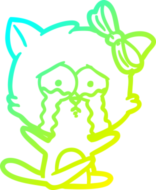 Bir insan tarafından çizilen çizgi film kedisinin soğuk gradyan çizgisi.