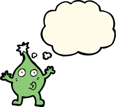 Bir insan tarafından çizilmiş düşünce kabarcığı olan komik bir çizgi film yaratığı.