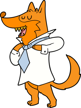 Ofis çalışanı Fox çizgi film karakteri bir insan tarafından çizilmiş.