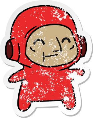 Bir insan tarafından çizilmiş eski bir astronotun serbest sticker karikatürü.