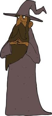 bir insan tarafından çizilmiş çizgi film sihirbazı