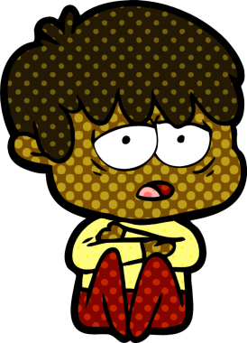 Bir insan tarafından çizilmiş bitkin çocuk çizgi filmi.