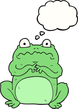 Bir insan tarafından çizilmiş serbest çizim balon karikatür komik kurbağa