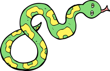 Bir insan tarafından çizilmiş çizgi film yılanı.