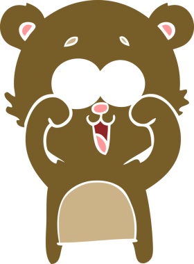 Bir insan tarafından çizilmiş gülen ayıcık düz renkli çizgi film.