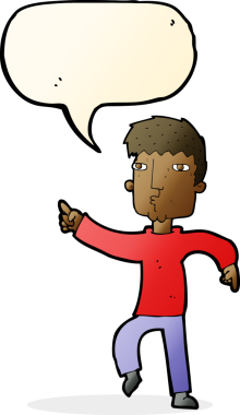 Bir insan tarafından çizilmiş konuşma balonlu çizgi film dansçısı.