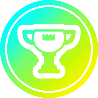 Kupa ödülü dairesel simgesi ve bir insan tarafından çizilmiş havalı gradyan bitiş