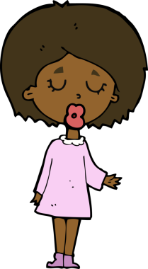 Çizgi filmdeki kadın, bir insan tarafından çizilen noktayı anlatıyor.