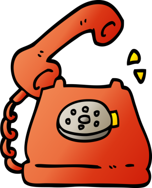 Bir insan tarafından çizilmiş vektör eğimli çizim çizgi film telefonu.