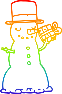 Gökkuşağı gradyan çizgisi bir insan tarafından çizilmiş bir kardan adamın çizimi