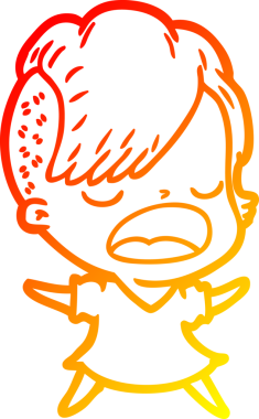 Bir insan tarafından çizilmiş havalı bir hippi kızın sıcak çizgi çizimi.