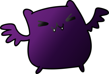 Bir insan tarafından çizilmiş kawai sevimli yarasasının çizgi film çizimi.