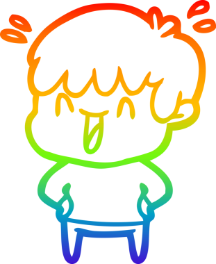 Gökkuşağının gradyan çizimi bir insan tarafından çizilmiş bir çizgi film karakteri.