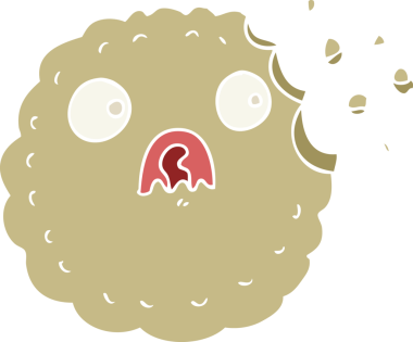 Bir insan tarafından çizilmiş ürkek düz kurabiye tarzı çizgi film.