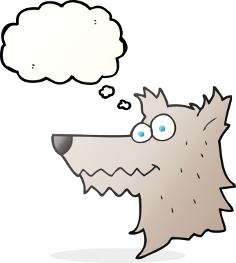 Bir insan tarafından çizilmiş serbest çizim baloncuk kurt kafası.