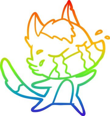 Gökkuşağı gradyan çizgi çizimi bir insan tarafından çizilmiş ağlayan bir kurt.