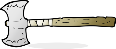 Bir insan tarafından çizilmiş çift taraflı balta.