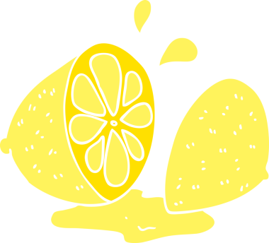 Bir insan tarafından çizilmiş limonun düz renk çizimi