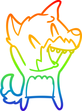 Bir insan tarafından çizilmiş gülen tilki çizgi filmi.