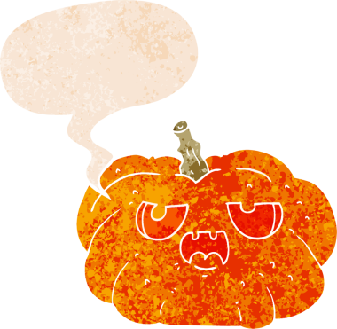 Bir insan tarafından çizilmiş grunge dertli retro biçimli konuşma balkabağı