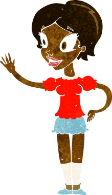 Bir insan tarafından çizilmiş, el sallayan bir kadın.