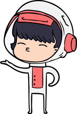 Bir insan tarafından çizilmiş meraklı astronot çizgi filmi.