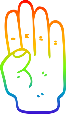 gökkuşağı gradyan çizimi bir insan tarafından çizilmiş bir çizgi el