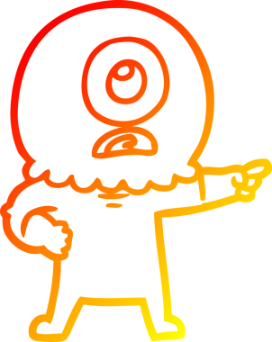 Bir insan tarafından çizilmiş sıcak çizgi çizimi Kiklops uzaylı uzay adamı