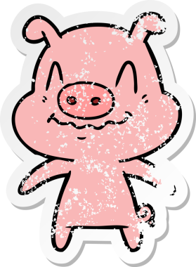 Bir insan tarafından çizilmiş sinirli bir domuzun sıkıntılı çıkartması.