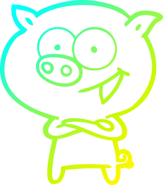 Bir insan tarafından çizilmiş neşeli bir domuz çizgi filmi.