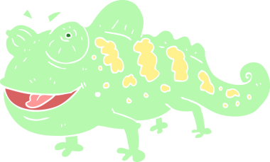 Bir insan tarafından çizilmiş bukalemunun düz renk çizimi