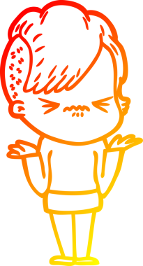 Bir insan tarafından çizilmiş, kızgın bir hipster kızın çizgi çizimi.