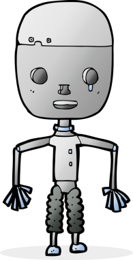 Bir insan tarafından çizilmiş çizgi film robotu