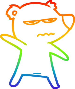 Kızgın ayı kutup karikatürünü çizen gökkuşağı gradyanı insan tarafından çizilmiş.