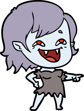 Bir insan tarafından çizilmiş gülen vampir kız çizgi filmi.