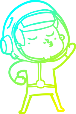 Bir insan tarafından çizilmiş kendinden emin bir astronotun soğuk çizgi çizimi.