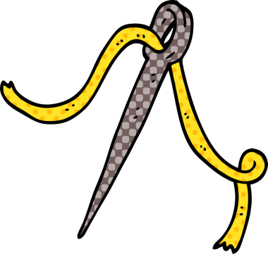 Bir insan tarafından çizilmiş karalama iğnesi ve iplik.