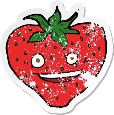 Bir insan tarafından çizilmiş karikatür çileğinin gerilimli yapıştırması.