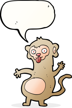 Bir insan tarafından çizilmiş komik bir çizgi film maymunu.