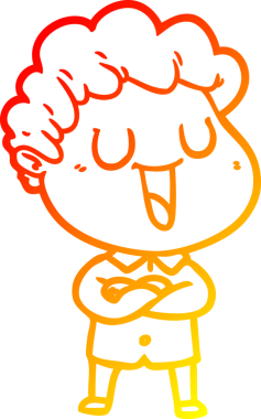 Bir insan tarafından çizilmiş gülen bir çizgi film karakterinin sıcak çizgi çizimi.