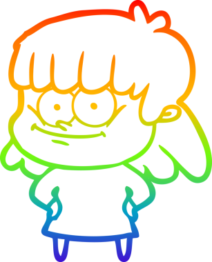 Bir insan tarafından çizilmiş gülümseyen bir karikatür çizimi.