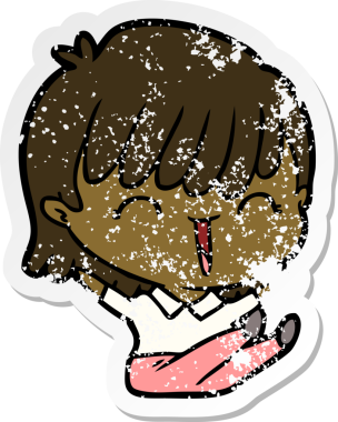 Bir insan tarafından çizilmiş karikatür bir kadının sıkıntılı çıkartması.