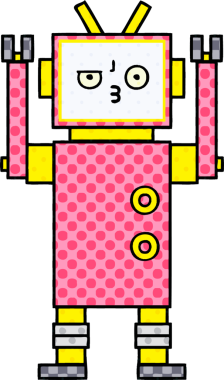 bir insan tarafından çizilmiş bir robotun çizgi roman tarzı