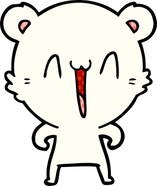 Bir insan tarafından çizilmiş mutlu kutup ayısı karikatürü