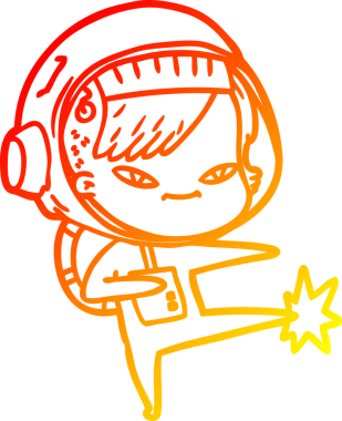 Bir insan tarafından çizilmiş bir astronot kadın çizgi çizimi.