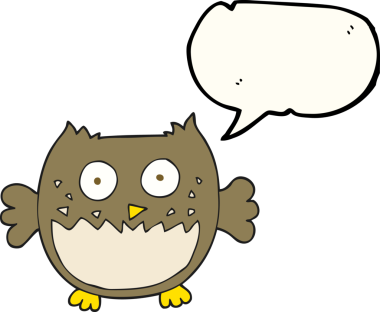 Bir insan tarafından çizilmiş serbest konuşma balonu karikatürü baykuşu